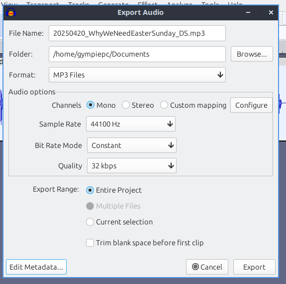Export MP3